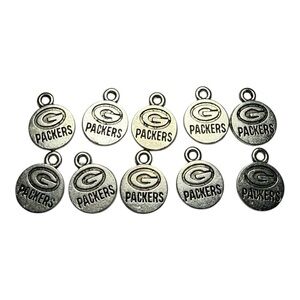 Green Bay Packers Logo Charms – Set of 10 – Jewelry Making / Crafts - Silver